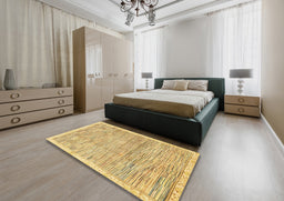 Abstract Cinnamon Brown Modern Rug in a Bedroom, abs3473