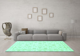 Machine Washable Oriental Turquoise Traditional Area Rugs in a Living Room,, wshabs3474turq