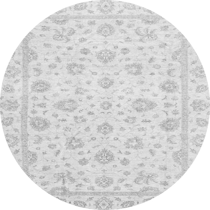Round Machine Washable Oriental Gray Traditional Rug, wshabs3474gry