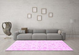 Machine Washable Oriental Purple Traditional Area Rugs in a Living Room, wshabs3474pur