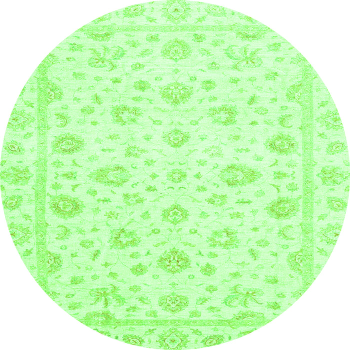 Round Oriental Green Traditional Rug, abs3474grn