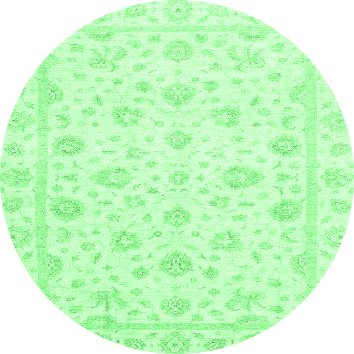 Round Machine Washable Oriental Emerald Green Traditional Area Rugs, wshabs3474emgrn