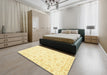 Abstract Sun Yellow Oriental Rug in a Bedroom, abs3474