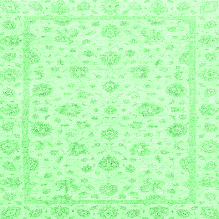 Square Machine Washable Oriental Emerald Green Traditional Area Rugs, wshabs3474emgrn