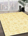 Abstract Sun Yellow Oriental Rug in Family Room, abs3474