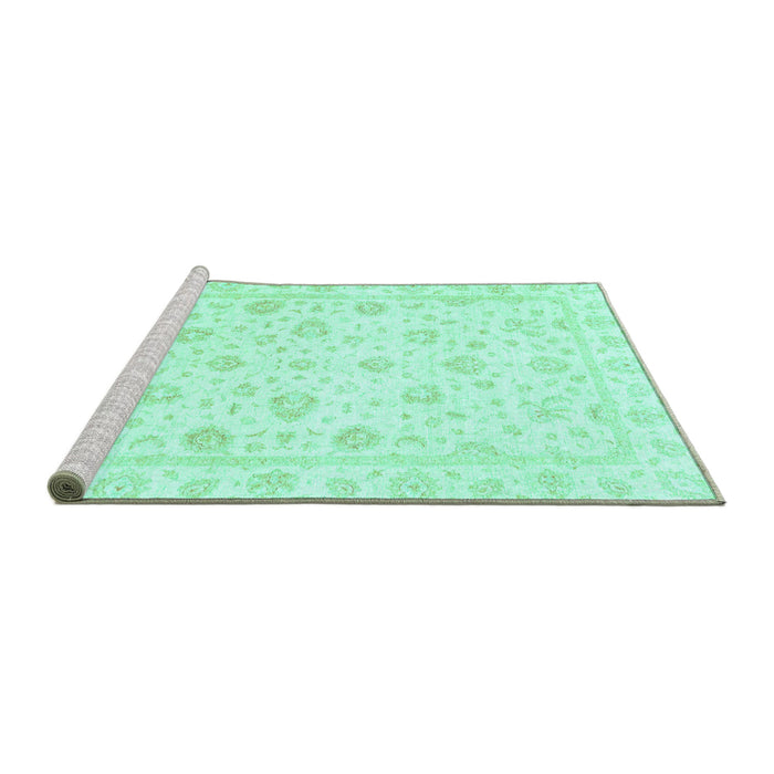 Sideview of Machine Washable Oriental Turquoise Traditional Area Rugs, wshabs3474turq