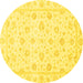 Round Oriental Yellow Traditional Rug, abs3474yw