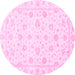 Round Oriental Pink Traditional Rug, abs3474pnk