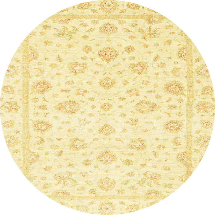Round Abstract Sun Yellow Oriental Rug, abs3474