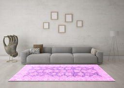 Machine Washable Oriental Purple Traditional Area Rugs in a Living Room, wshabs3475pur