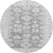 Round Machine Washable Oriental Gray Traditional Rug, wshabs3475gry