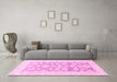 Machine Washable Oriental Pink Traditional Rug in a Living Room, wshabs3475pnk