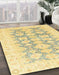 Abstract Mustard Yellow Oriental Rug in Family Room, abs3475