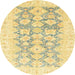 Round Machine Washable Abstract Mustard Yellow Rug, wshabs3475