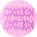 Round Machine Washable Oriental Pink Traditional Rug, wshabs3475pnk