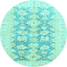 Round Oriental Light Blue Traditional Rug, abs3475lblu