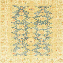 Square Abstract Mustard Yellow Oriental Rug, abs3475