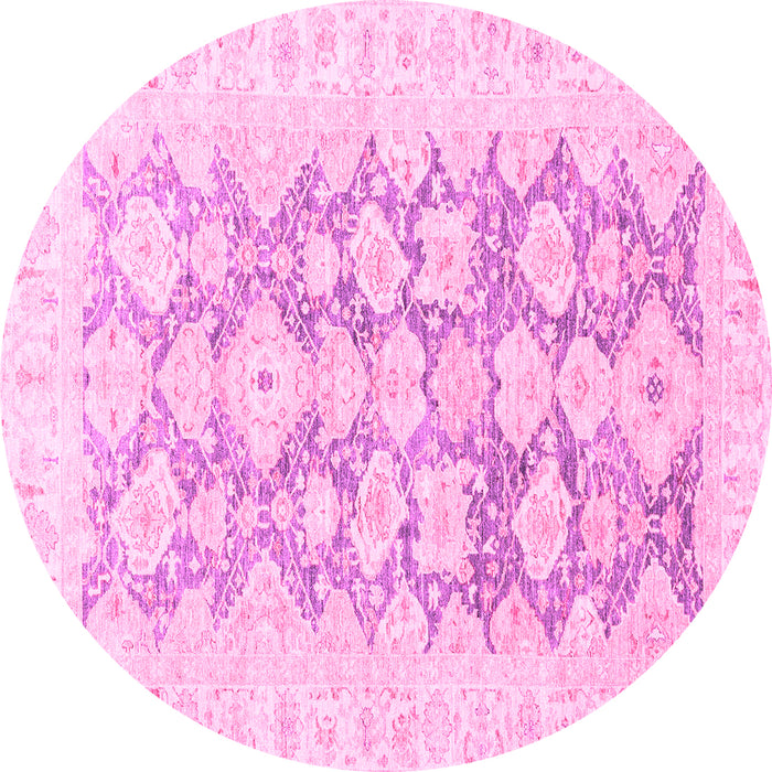 Round Oriental Pink Traditional Rug, abs3475pnk