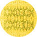 Round Oriental Yellow Traditional Rug, abs3475yw