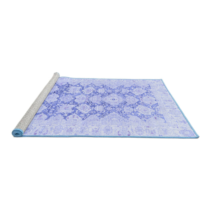 Sideview of Machine Washable Oriental Blue Traditional Rug, wshabs3475blu