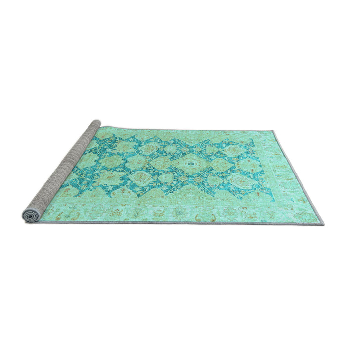 Sideview of Machine Washable Oriental Light Blue Traditional Rug, wshabs3475lblu