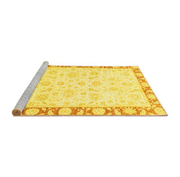 Sideview of Machine Washable Abstract Yellow Modern Rug, wshabs3476yw