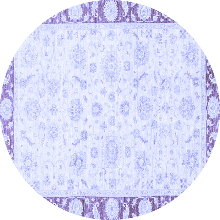 Round Abstract Blue Modern Rug, abs3476blu