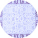 Round Abstract Blue Modern Rug, abs3476blu