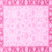 Square Machine Washable Abstract Pink Modern Rug, wshabs3476pnk