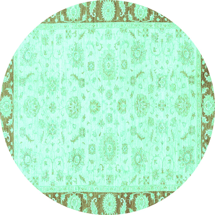 Round Abstract Turquoise Modern Rug, abs3476turq
