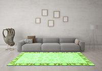 Machine Washable Abstract Green Modern Rug, wshabs3476grn