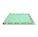 Sideview of Machine Washable Abstract Turquoise Modern Area Rugs, wshabs3476turq