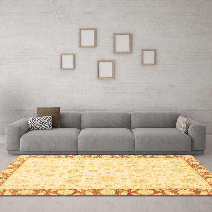 Machine Washable Abstract Brown Modern Rug in a Living Room,, wshabs3476brn