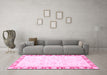 Machine Washable Abstract Pink Modern Rug in a Living Room, wshabs3476pnk