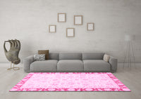 Machine Washable Abstract Pink Modern Rug, wshabs3476pnk