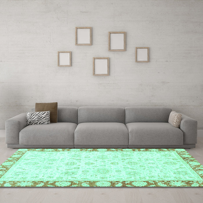 Machine Washable Abstract Turquoise Modern Area Rugs in a Living Room,, wshabs3476turq