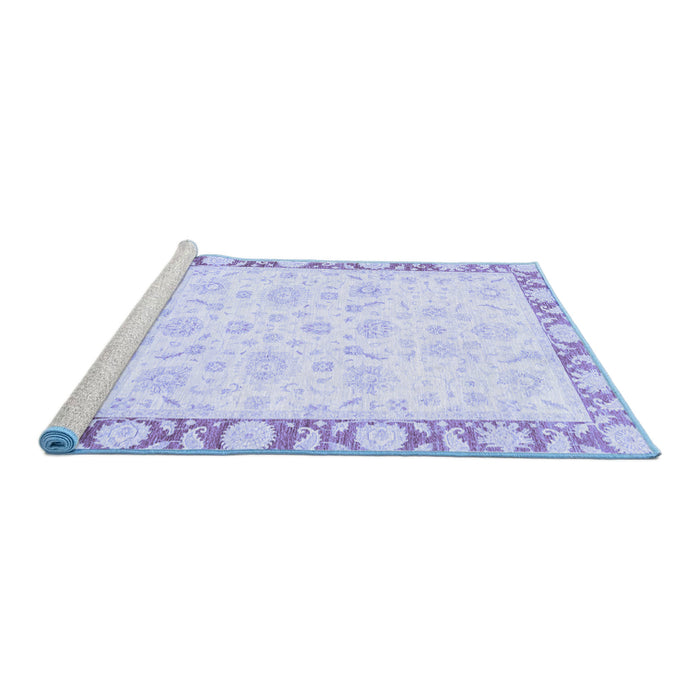 Sideview of Machine Washable Abstract Blue Modern Rug, wshabs3476blu