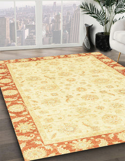 Machine Washable Abstract Sun Yellow Rug in a Family Room, wshabs3476