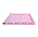 Sideview of Machine Washable Abstract Pink Modern Rug, wshabs3476pnk