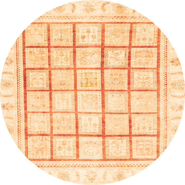 Round Abstract Orange Modern Rug, abs3477org