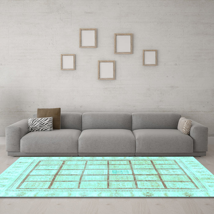 Machine Washable Abstract Light Blue Modern Rug in a Living Room, wshabs3477lblu