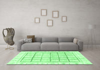 Machine Washable Abstract Emerald Green Modern Rug, wshabs3477emgrn