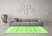 Machine Washable Abstract Green Modern Area Rugs in a Living Room,, wshabs3477grn