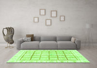 Machine Washable Abstract Green Modern Rug, wshabs3477grn