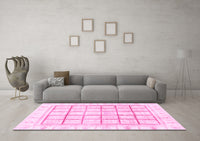 Machine Washable Abstract Pink Modern Rug, wshabs3477pnk