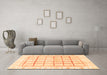 Machine Washable Abstract Orange Modern Area Rugs in a Living Room, wshabs3477org