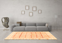 Machine Washable Abstract Orange Modern Rug, wshabs3477org