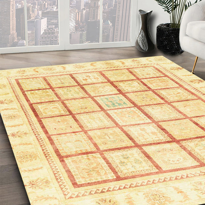Machine Washable Abstract Sun Yellow Rug in a Family Room, wshabs3477