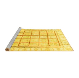 Sideview of Machine Washable Abstract Yellow Modern Rug, wshabs3477yw