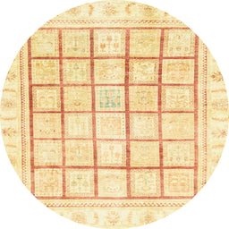 Round Abstract Sun Yellow Modern Rug, abs3477